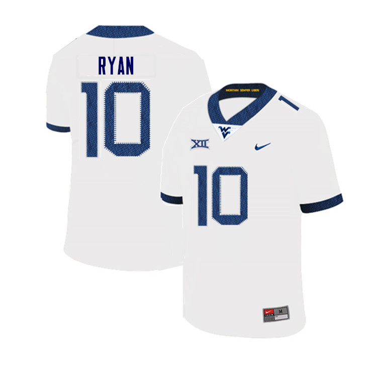 Men #10 Sean Ryan West Virginia Mountaineers College Football Jerseys Sale-White - Click Image to Close